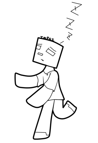 Minecraft Cartoon Zombie Coloring Page